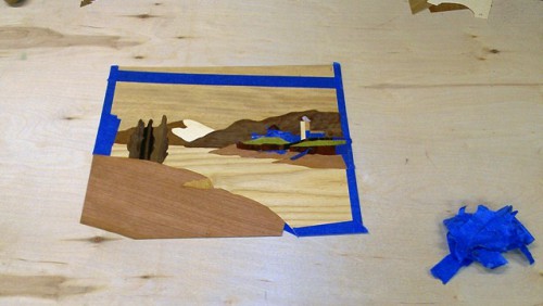 Marquetry in progress
