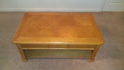 End result of coffee table with new finish.