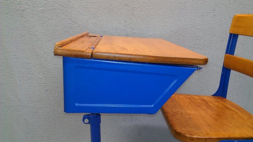 Side view of restored student desk