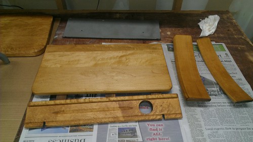 Restored wooden desk parts