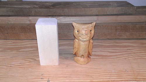 From basswood blank to carved owl