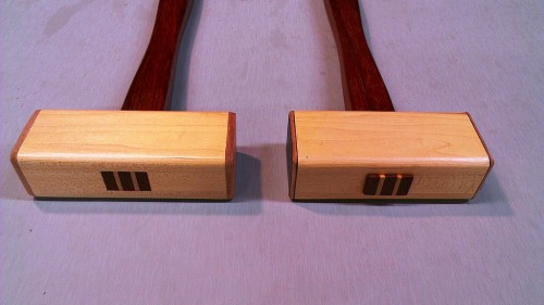 Mallets handles secured with wedges of contrasting color