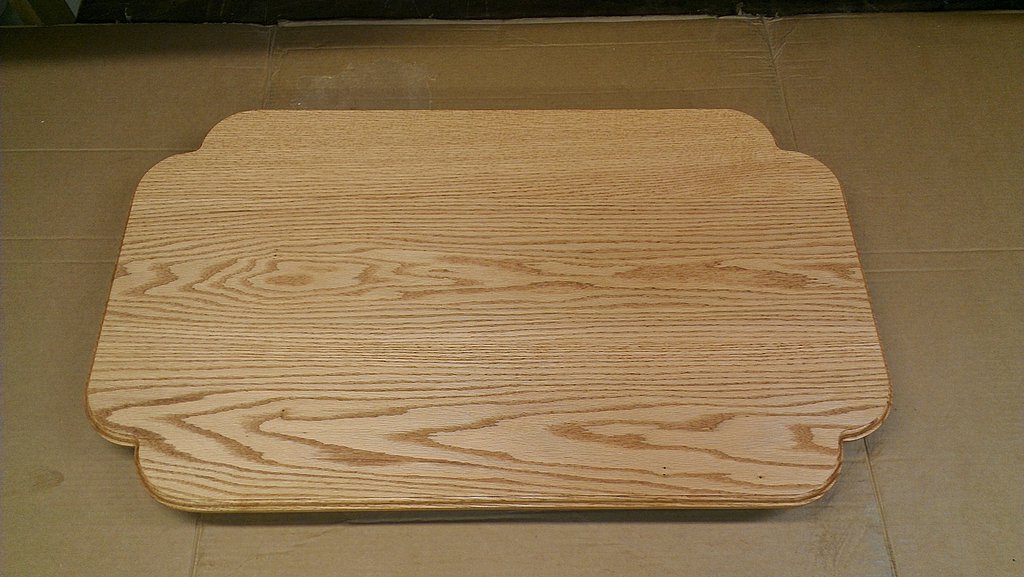 Oak table top with scalloped corners