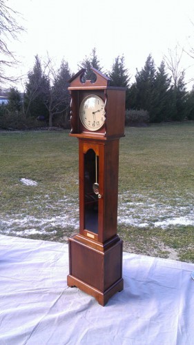 Completed clock with outdoor lighting