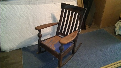 Mission style rocking chair pre-restoration