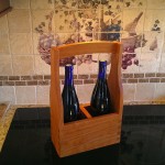 Two-bottle wine tote made from wormy cherry