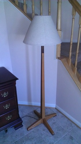 Oak-walnut floor lamp