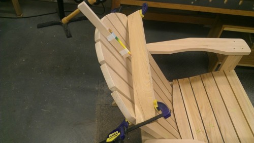 Laying out a curve to match an existing profile on an Adirondack chair.