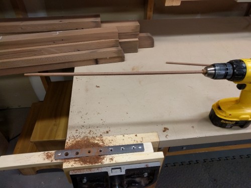 Completed dowel after second pass through jig