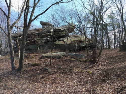 This two-story rock once towered over the surrounding trees