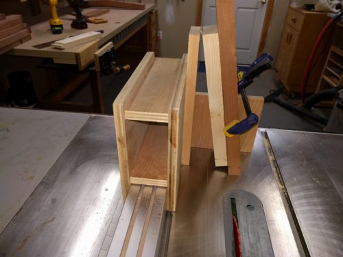 Setting up the jig to cut the tenon cheeks