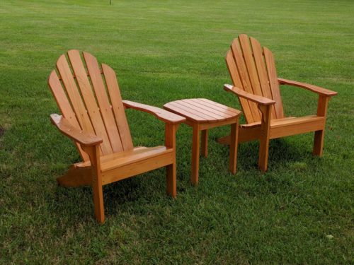 Adirondack chairs and side table