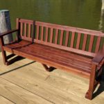 Garden bench from reclaimed redwood lumber