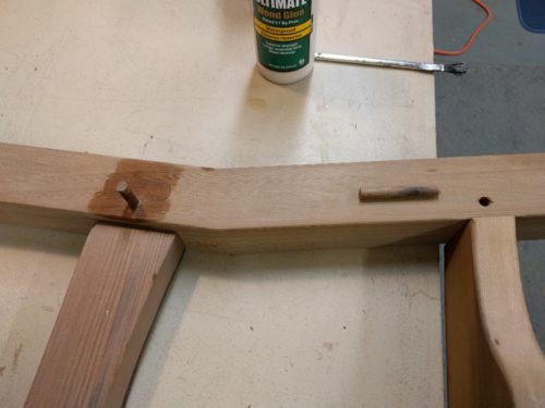 Pinned mortise and joinery used for all structural bench components