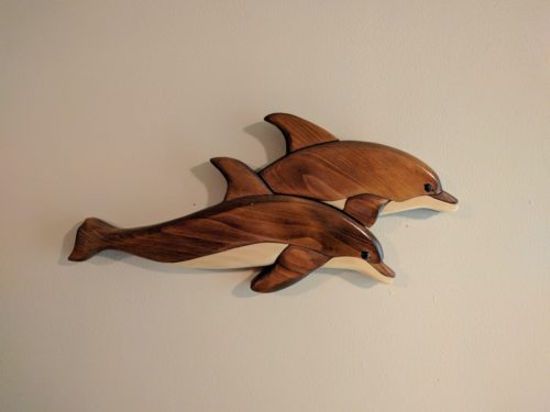 Diving dolphins - my first intarsia project