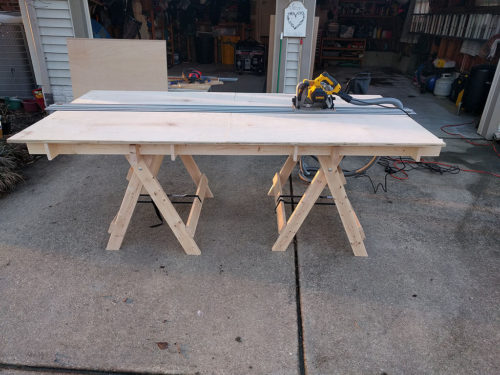 Making quick work of a sheet of plywood with the cutting table and track saw