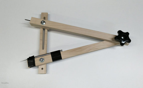 This compass cutter cuts circles ranging from 3" to 15" in diameter.