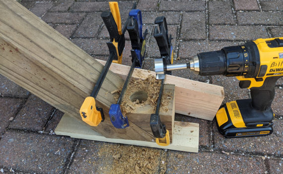 Securing the counterbore jig with clamps