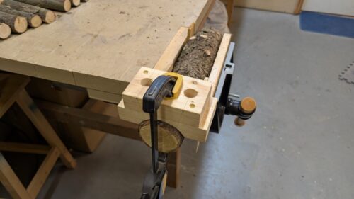 I initially attempted to layout leg holes using a custom jig