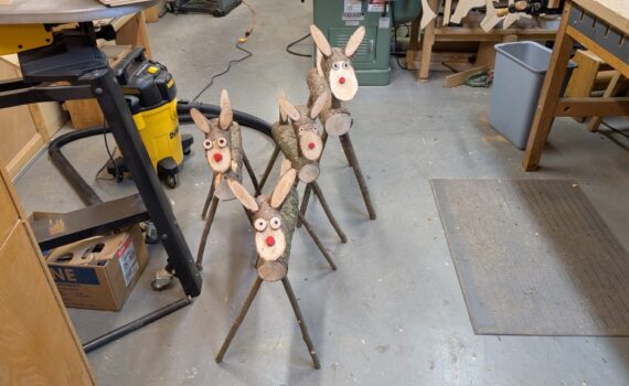 Quartet of freshly minted log reindeer